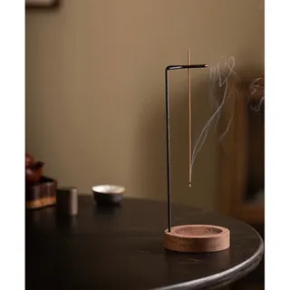 Minimalist Agarwood Incense Holder – Wooden Base &amp; Metal Stand | Elegant High Design